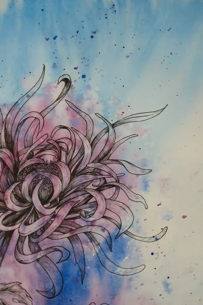 “Chrysanthemum” painting by Olesia Shelkovenko