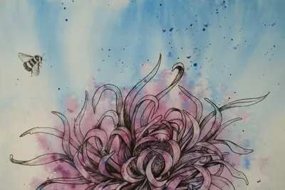 “Chrysanthemum” painting by Olesia Shelkovenko
