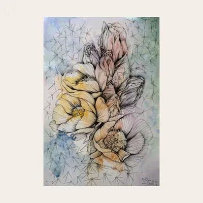 “Cactus” painting by Olesia Shelkovenko