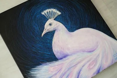 “White Peacock” painting by Olesia Shelkovenko