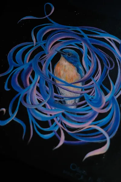 “Thoughts” painting by Olesia Shelkovenko