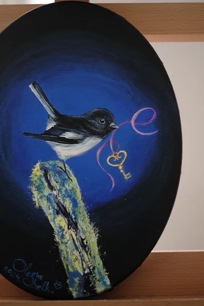 “Bird of Happiness” painting by Olesia Shelkovenko